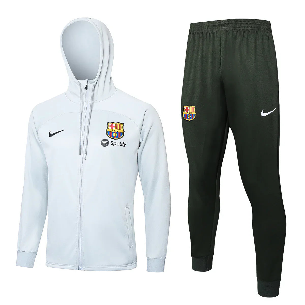 Barcelona White and Dark Green Tracksuit
