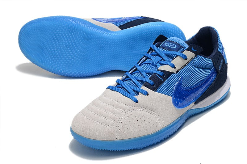 Nike Indoor Soccer Shoes | Streetgato | Light Gray | Blue