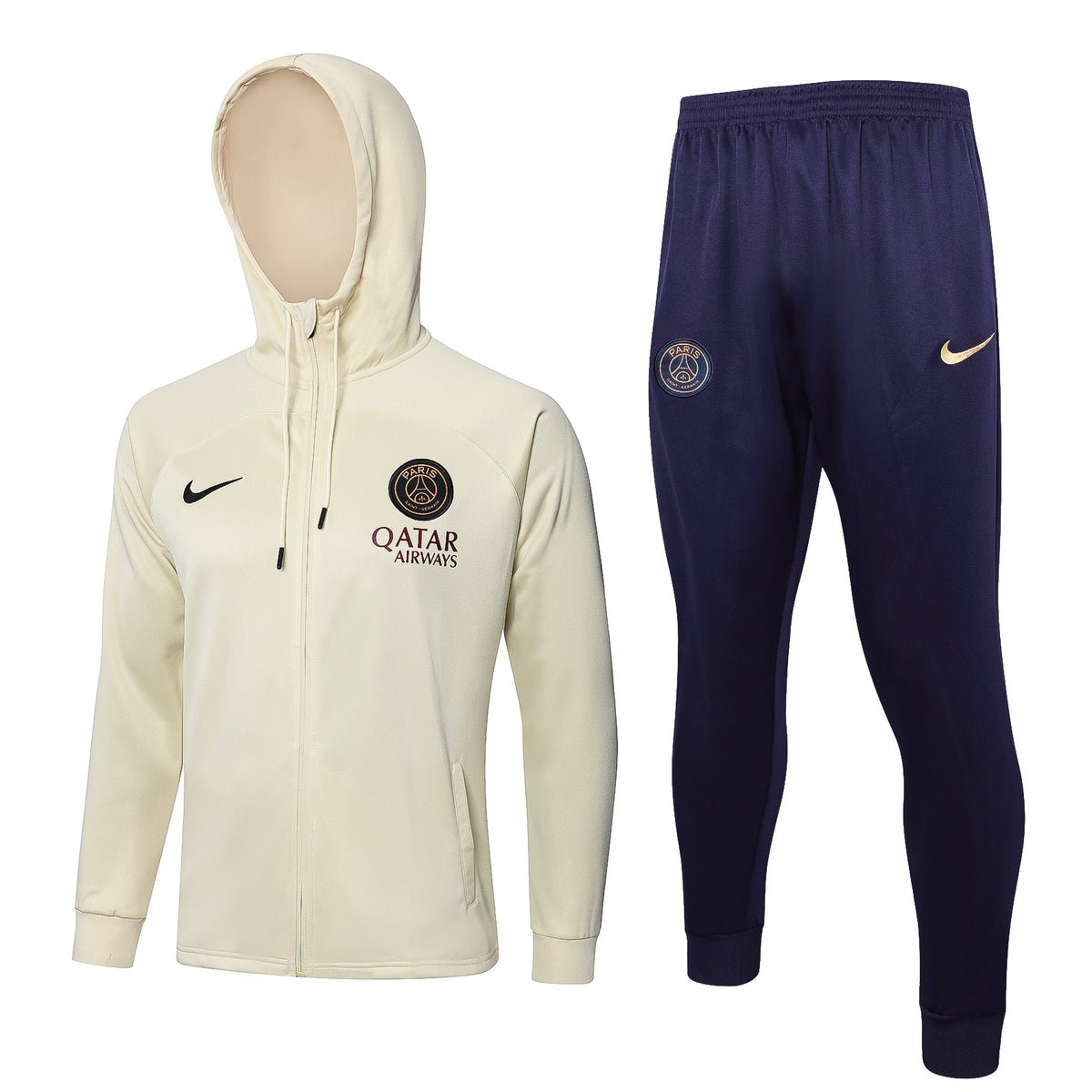 PSG Beige and Dark Blue Premium Tracksuit